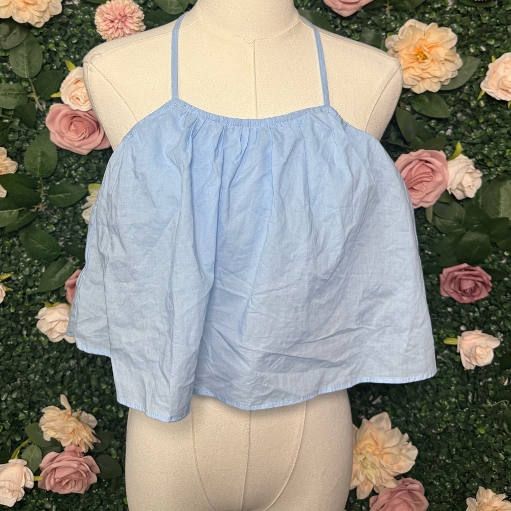 Light Blue Spaghetti Strap Cropped Camisole